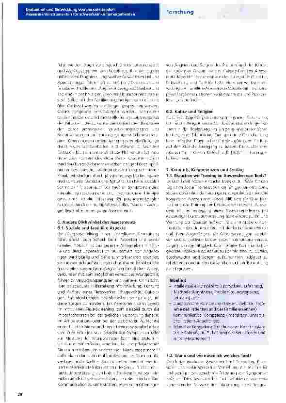 Vorschauseite 4: Evaluation und Entwicklung von praxisleitenden Assessmentinstrumenten für schwerkranke Tumorpatienten
