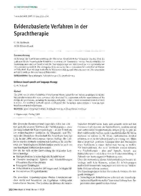 Vorschauseite 1: Evidenzbasierte Verfahren in der Sprachtherapie