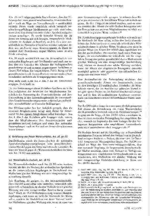 Vorschauseite 4: Der einheitliche Apothekenabgabepreis für verschreibungspflichtige Arzneimittel — Preisbindung auch für ausländische Versandapotheken innerhalb der EU