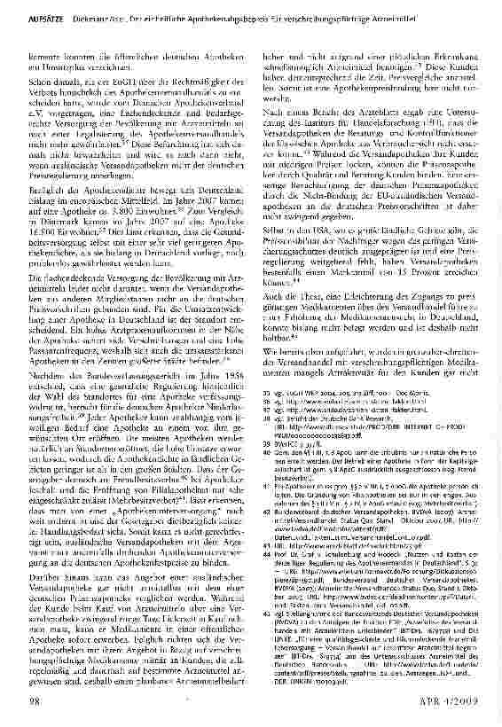 Vorschauseite 6: Der einheitliche Apothekenabgabepreis für verschreibungspflichtige Arzneimittel — Preisbindung auch für ausländische Versandapotheken innerhalb der EU