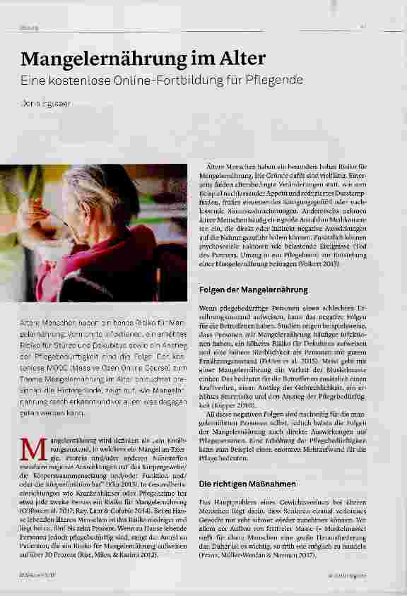 Vorschauseite 1: Mangelernährung im Alter