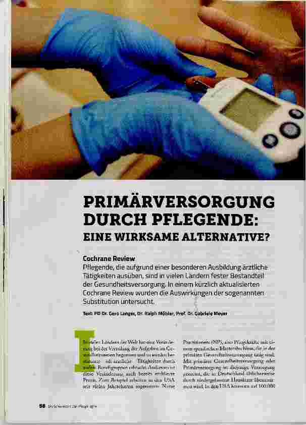 Vorschauseite 1: PRIMARVERSORGUNG DURCH PFLEGENDE: EINE WIRKSAME ALTERNATIVE?