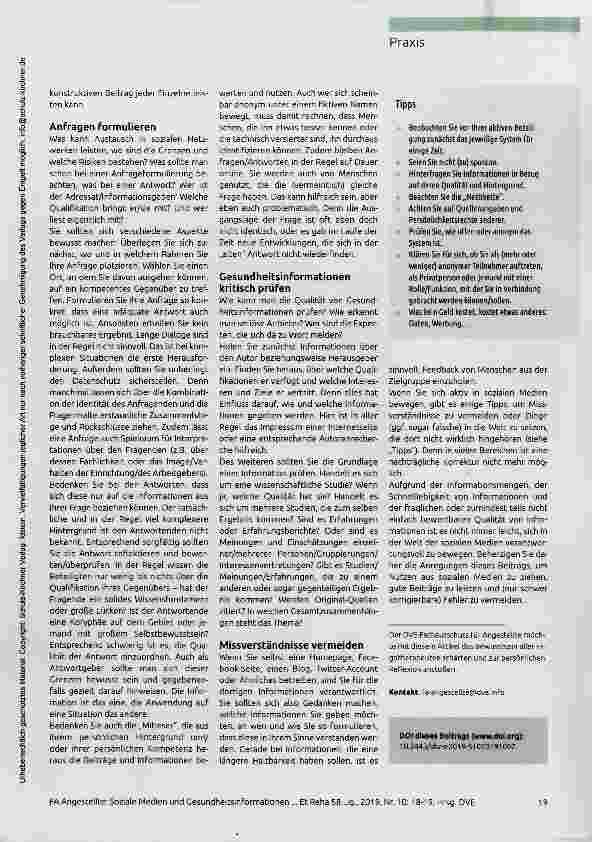 Vorschauseite 2: So gehen Sie mit InFormationen verantwortungsvoll um Soziale Medien und Gesundheitsinformationen