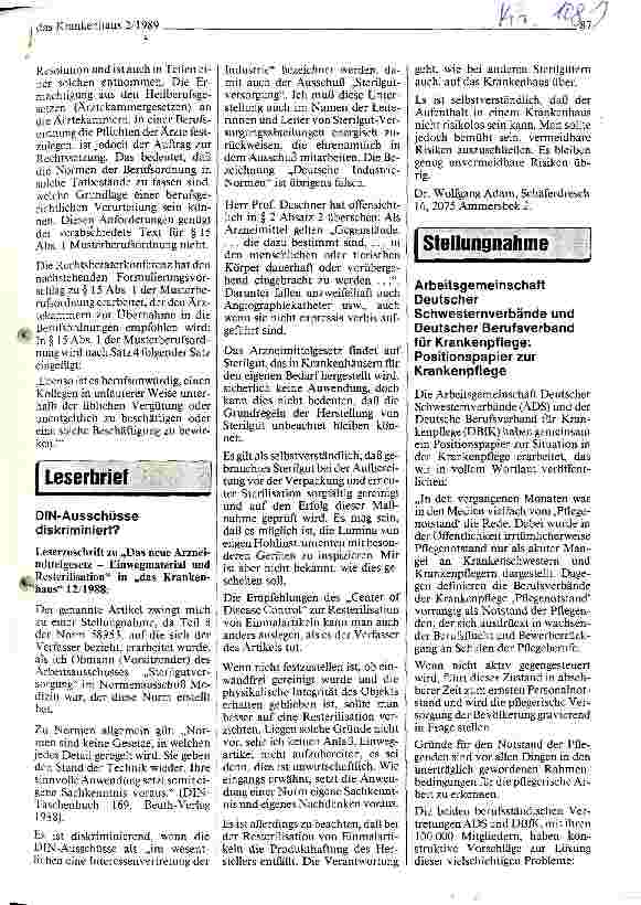 Vorschauseite 1: Arbeitsgemeinschaft Deutscher Schwesternverbände und Deutscher Berufsverband für Krankenpflege: Positionspapier zur Krankenpflege