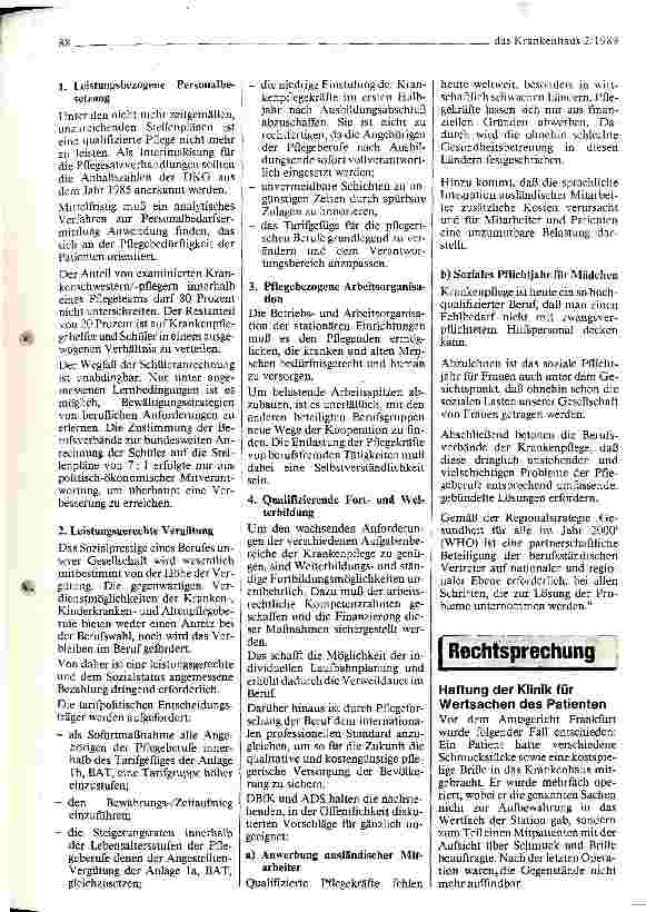 Vorschauseite 2: Arbeitsgemeinschaft Deutscher Schwesternverbände und Deutscher Berufsverband für Krankenpflege: Positionspapier zur Krankenpflege