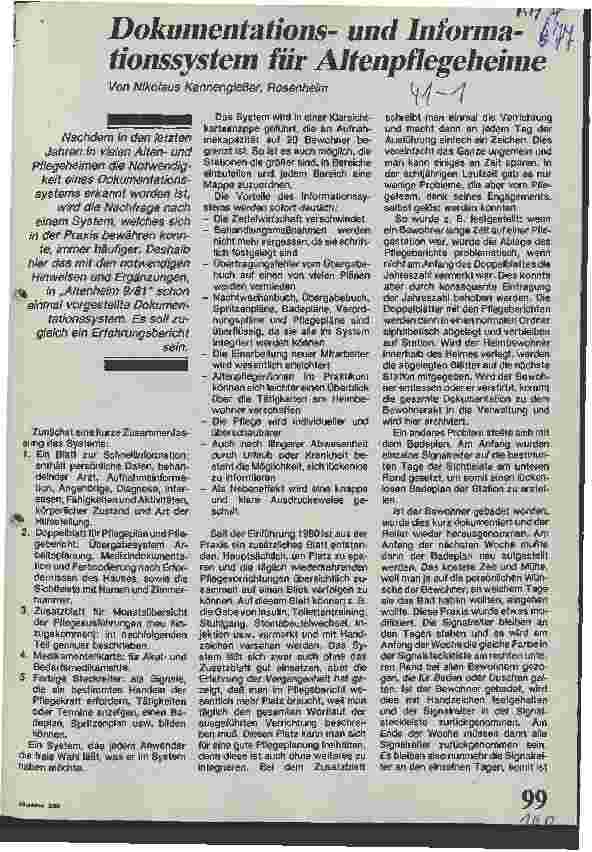 Vorschauseite 1: Dokumentationsund Informationssystem für Altenpflegeheime