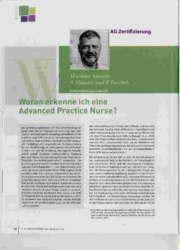 Vorschauseite 1: Woran erkenne ich eine Advanced Practice Nurse?
