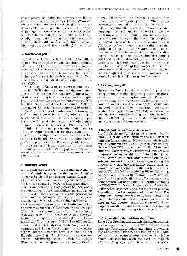 Vorschauseite 2: Der 1. Änderungstarifvertrag zum TV-L vom 13.3.2008: ein Kurzüberblick, auch in Bezug auf parallele Änderungen des TVA-L BBiG/TVA-L-Pflege