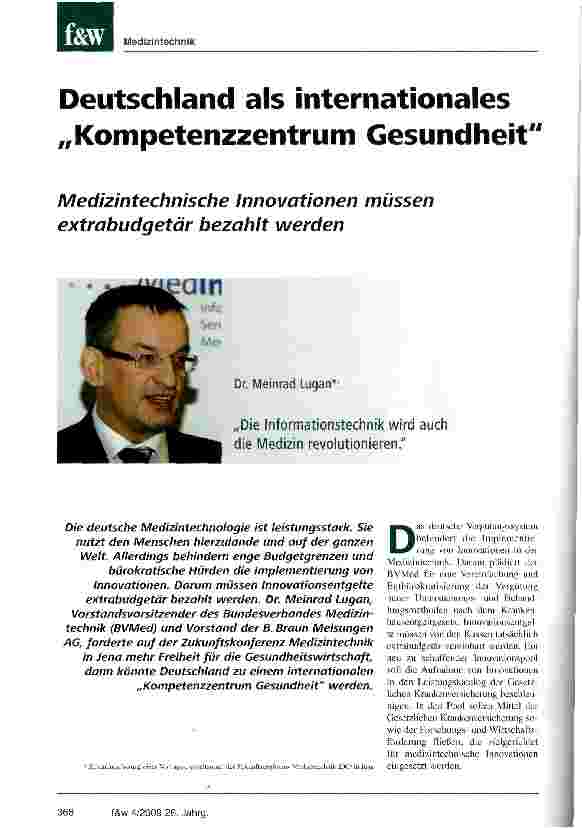 Vorschauseite 1: Deutschland als internationales „Kompetenzzentrum Gesundheit