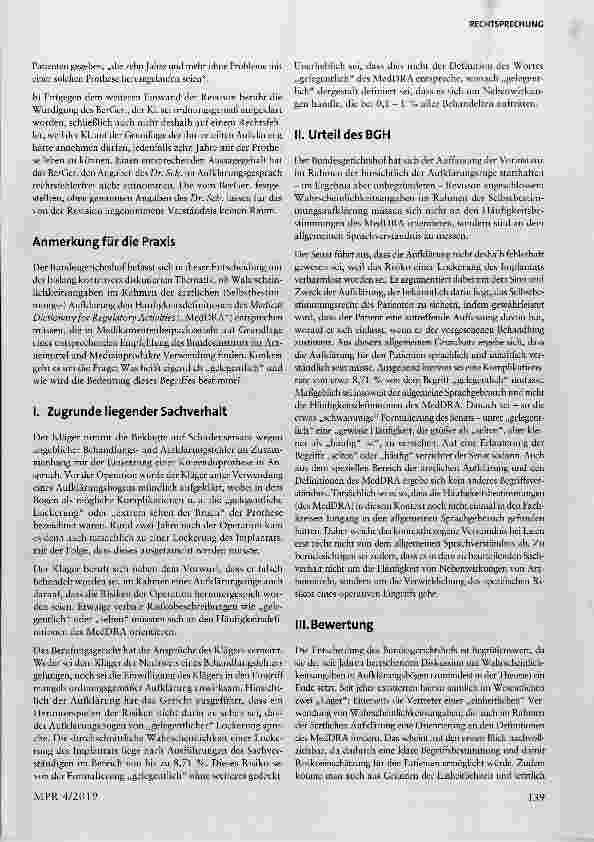 Vorschauseite 4: Wahrscheinlichkeitsangaben im Rahmen ärztlicher Aufklärung