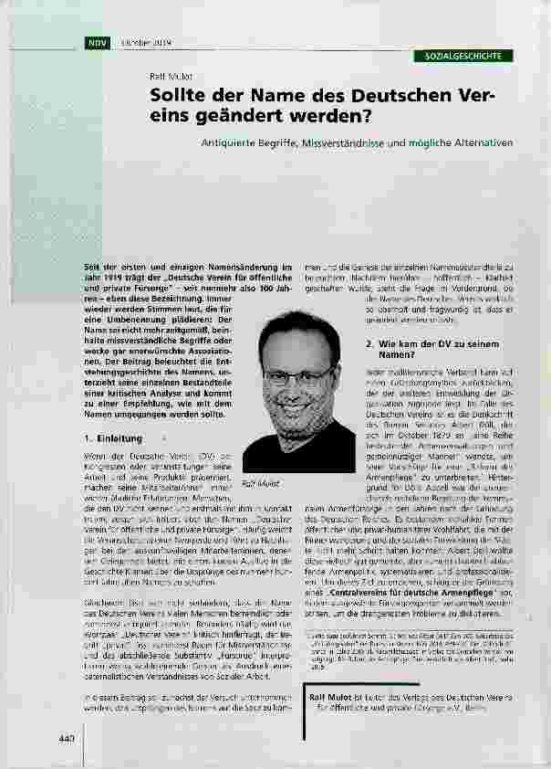 Vorschauseite 1: Sollte der Name des Deutschen Vereins geändert werden?