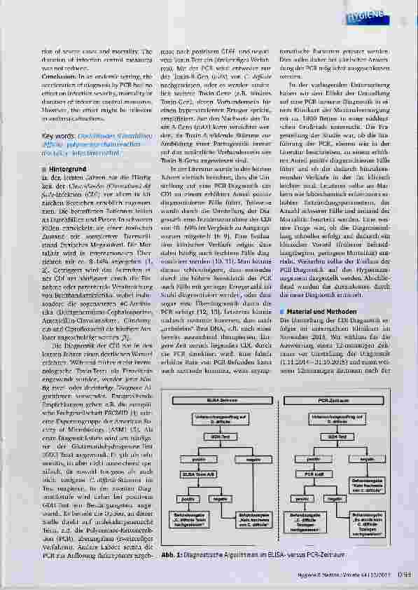 Vorschauseite 2: Clostridioides (Clostridium)-difficile-Infektion: Klinische Veriäufe und Hygienemanagement nach Umsteiiung auf eine PCR-basierte Diagnostik
