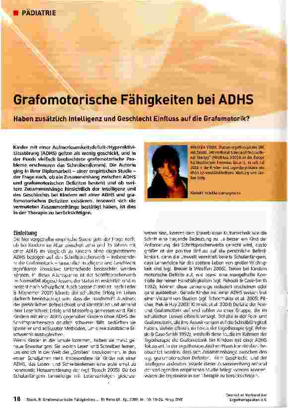 Vorschauseite 1: Grafomotorische Fähigkeiten bei ADHS