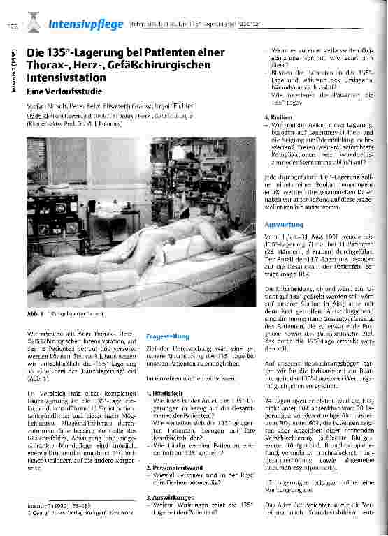 Vorschauseite 1: Die 135-Grad-Lagerung bei Patienten einer Thorax-, Herz-, Gefäßchirurgischen Intensivstation Eine Verlaufstudie