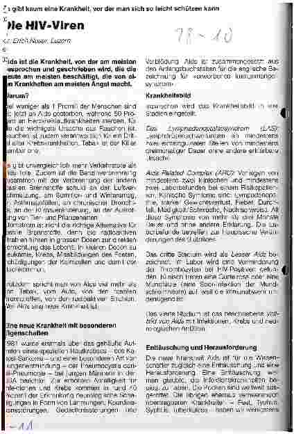 Vorschauseite 1: Die HIV-Viren Es gibt kaum eine Krankheit, vor der man sich so leicht schützen kann