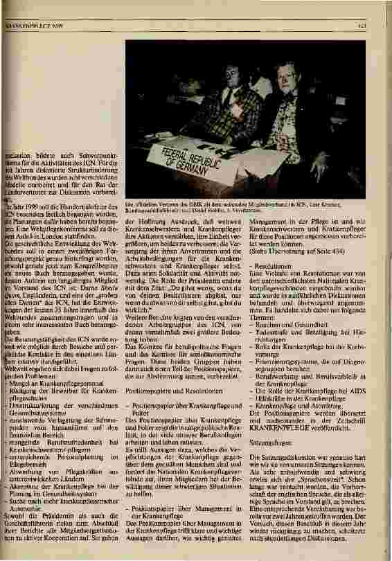 Vorschauseite 2: 19. Internationaler Kongreß für Krankenpflege des ICN Sitzung des Rates der Ländervertreter (CNR) vom 27.-31.5.89