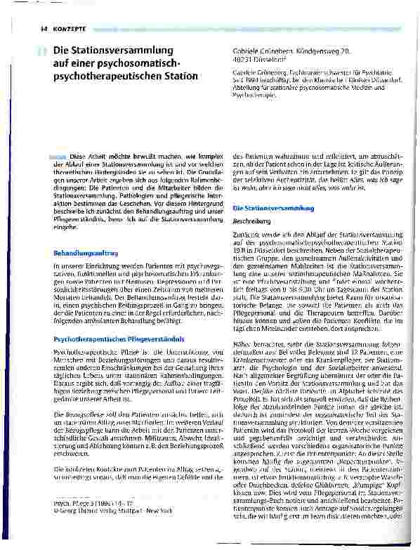 Vorschauseite 1: Die Stationsversammlung auf einer psychosomatisch-psychotherapeutischen Station