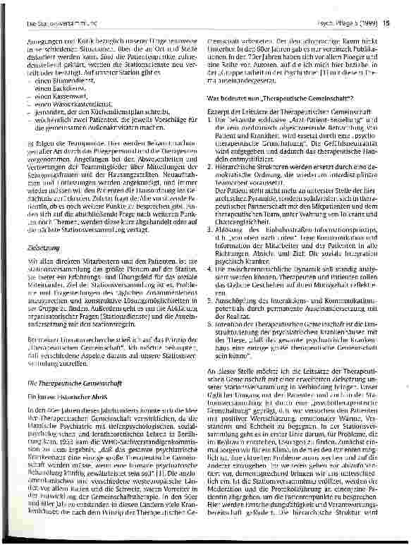 Vorschauseite 2: Die Stationsversammlung auf einer psychosomatisch-psychotherapeutischen Station