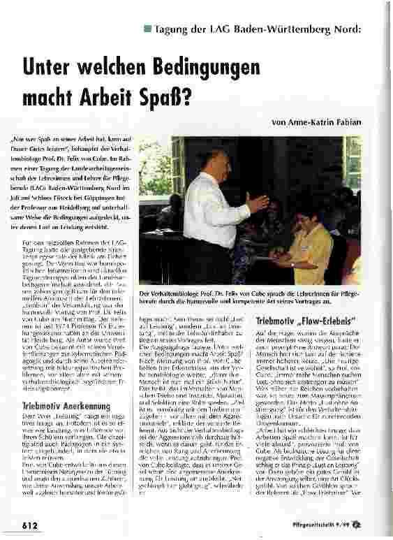 Vorschauseite 1: Unter welchen Bedingungen macht Arbeit Spaß? Tagung der LAG Baden-Württemberg Nord