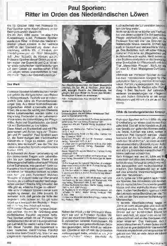 Vorschauseite 1: Paul Sporken Ritter im Orden des Niederländischen Löwen