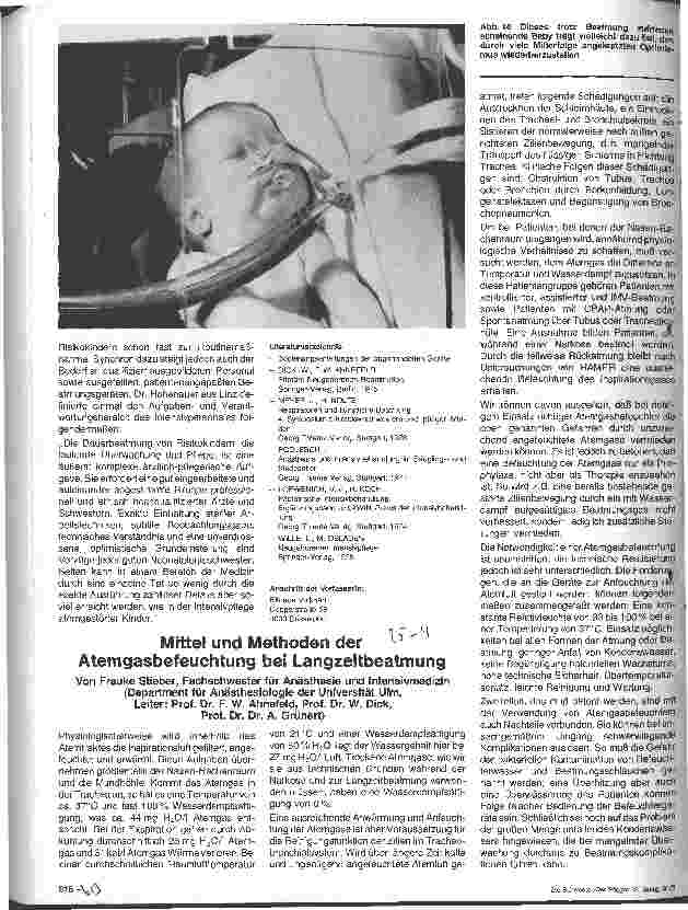 Vorschauseite 1: Mittel und Methoden der Atemgasbefeutung bei Langzeitbeatmung
