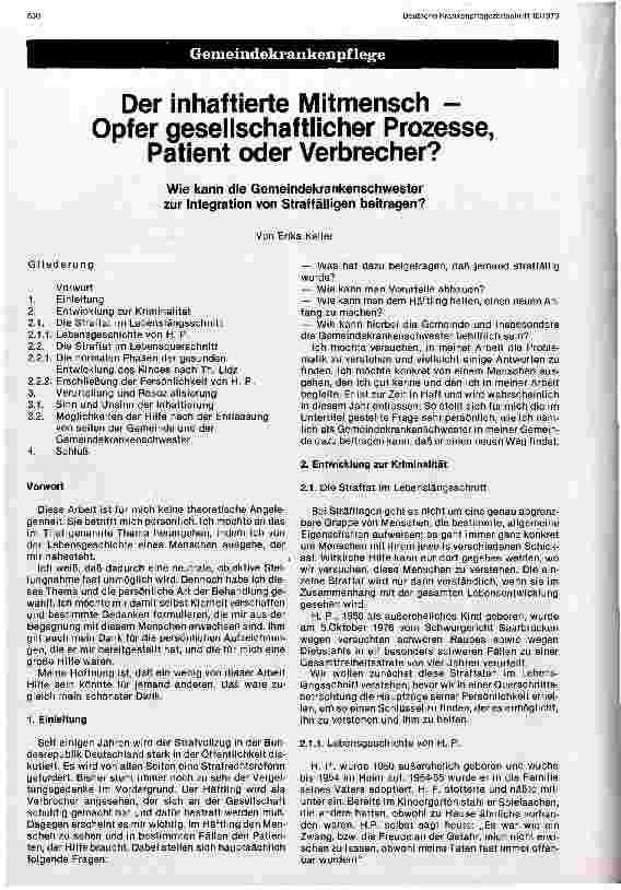 Vorschauseite 1: Der inhaftierte Mitmensch - Opfer gesellschaftlicher Prozesse, Patient oder Verbrecher?