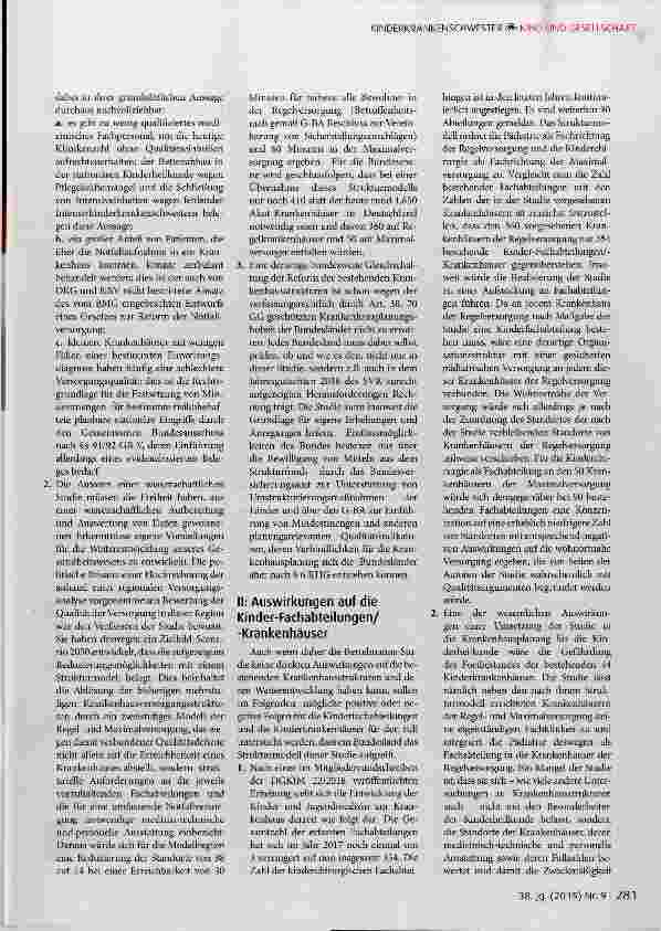Vorschauseite 2: Schließung und Zentralisierung von Kinder krankenhäusern und Kinderabteilungen -Analyse der Bertelmanns-Studie zukunftsfähige Krankenhausversorgung