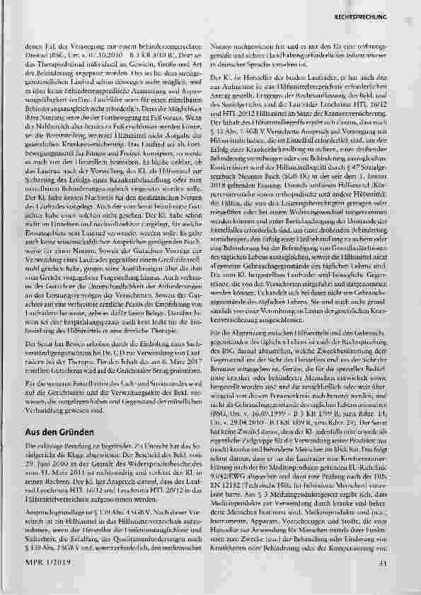 Vorschauseite 4: Krankenversicherung - Hilfsmittelverzeichnis Anspruch auf Aufnahme eines (Therapie)-Laufrads Funktionstauglichkeit Sicherheit medizinischer/therapeutischer Nutzen mittelbarer Behi…