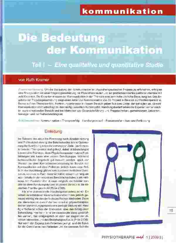 Vorschauseite 1: Die Bedeutung der Kommunikation Teil 1: Eine qualitative und quantitative Studie