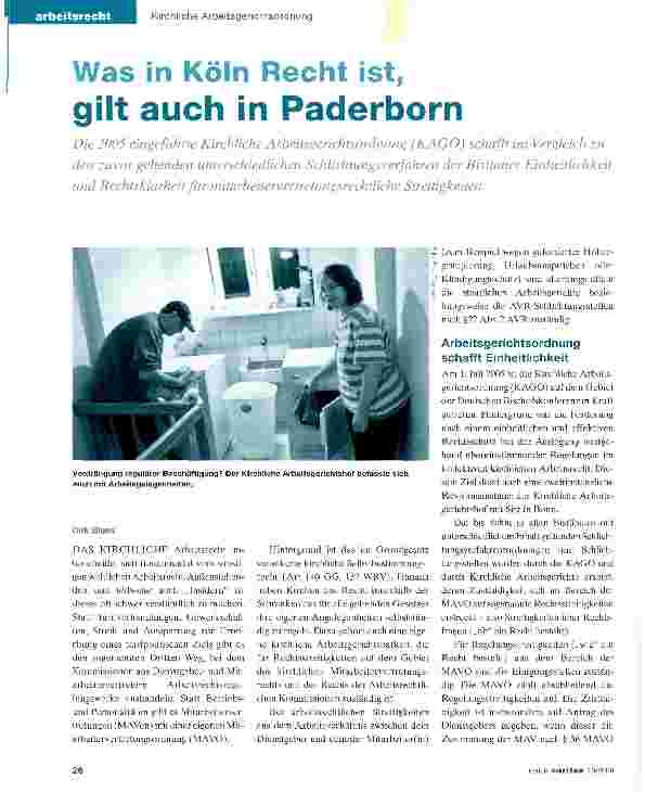 Vorschauseite 1: Was in Köln Recht ist,gilt auch in Paderborn