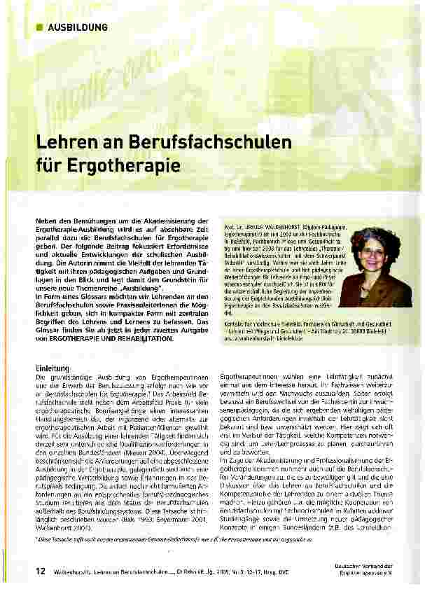 Vorschauseite 1: Lehren an Berufsfachschulen für Ergotherapie