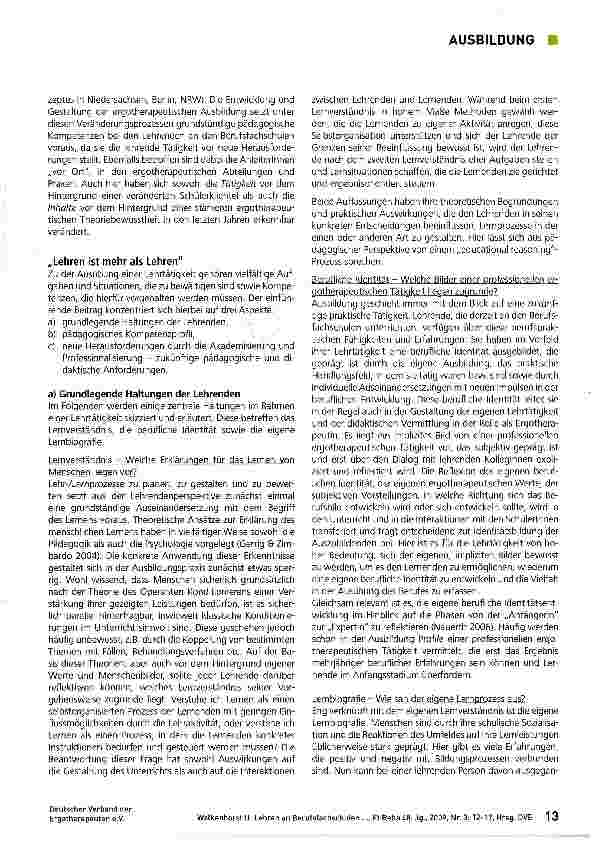 Vorschauseite 2: Lehren an Berufsfachschulen für Ergotherapie