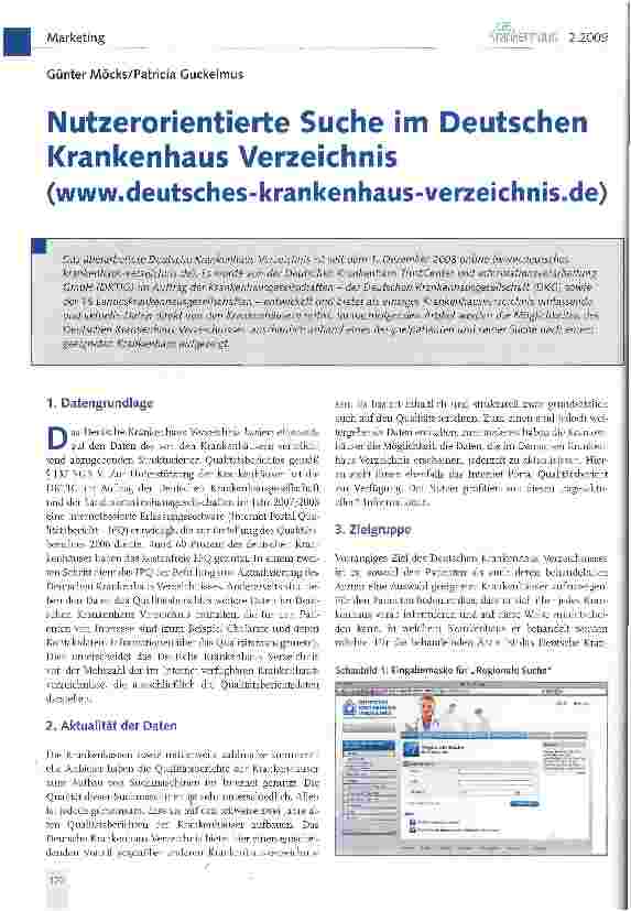 Vorschauseite 1: Nutzerorientierte Suche im Deutschen Krankenhaus Verzeichnis(www. deutsches-krankenhaus-verzeichnis. de)