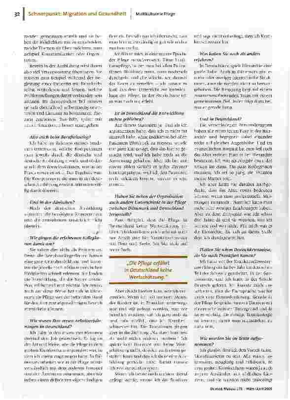 Vorschauseite 2: „... eine fast selbstverständliche Wertschätzung der Pflege