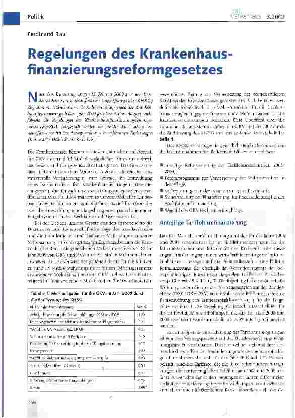Vorschauseite 1: Regelungen des Krankenhaus finanzierungsreformgesetzes
