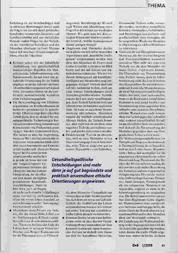 Vorschauseite 5: Substantielle Ethik für substantielle Gesundheitspolitik