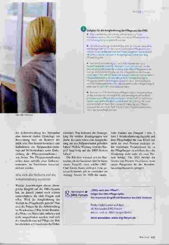 Vorschauseite 2: Ausgliederung der Pflegepersonalkosten Umbau soll nicht zu komplex werden