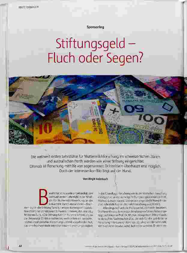 Vorschauseite 1: Stiftungsgeld Fluch oder Segen?