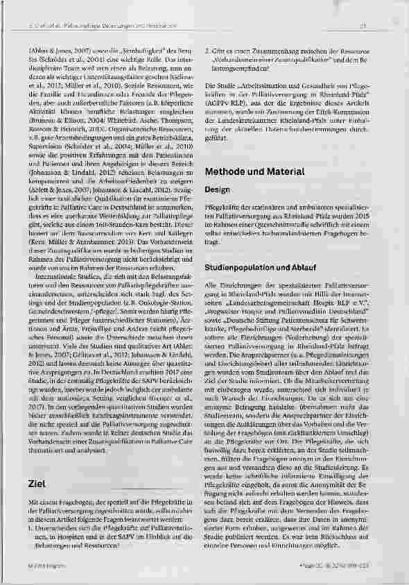 Vorschauseite 3: Belastungen und Ressourcen von Pflegekräften der spezialisierten Palliativversorgung