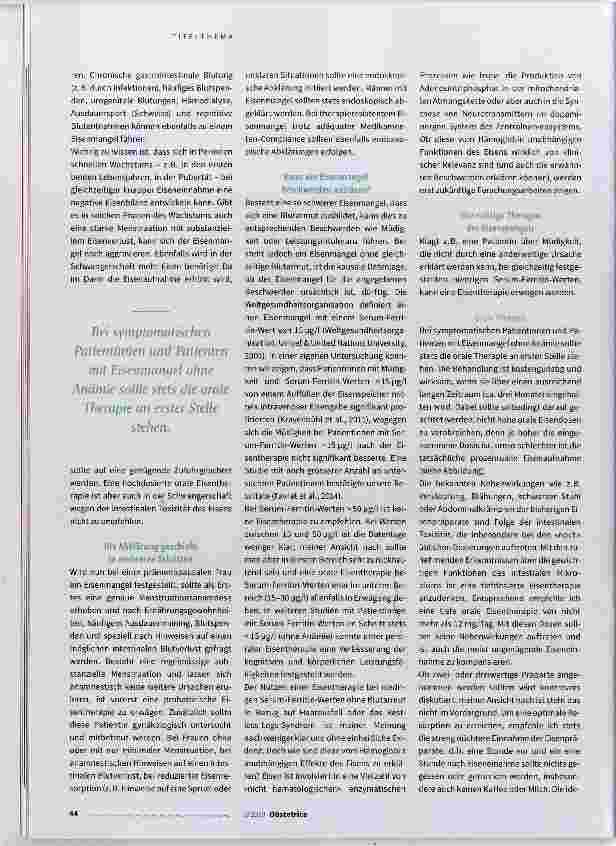 Vorschauseite 3: Neue Aspekte zur Eisentherapie