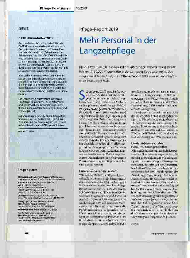 Vorschauseite 1: Mehr Personal in der Langzeitpflege