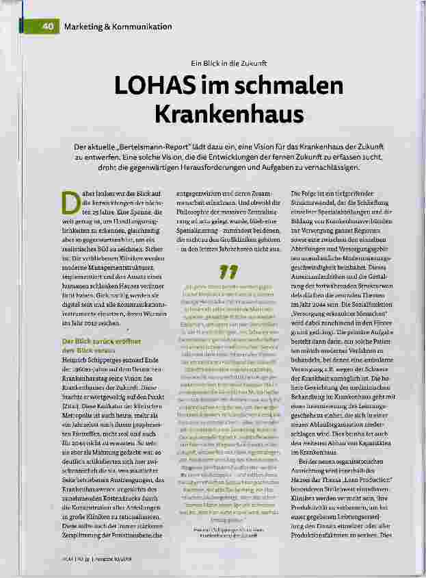 Vorschauseite 1: LOHAS im schmalen Krankenhaus