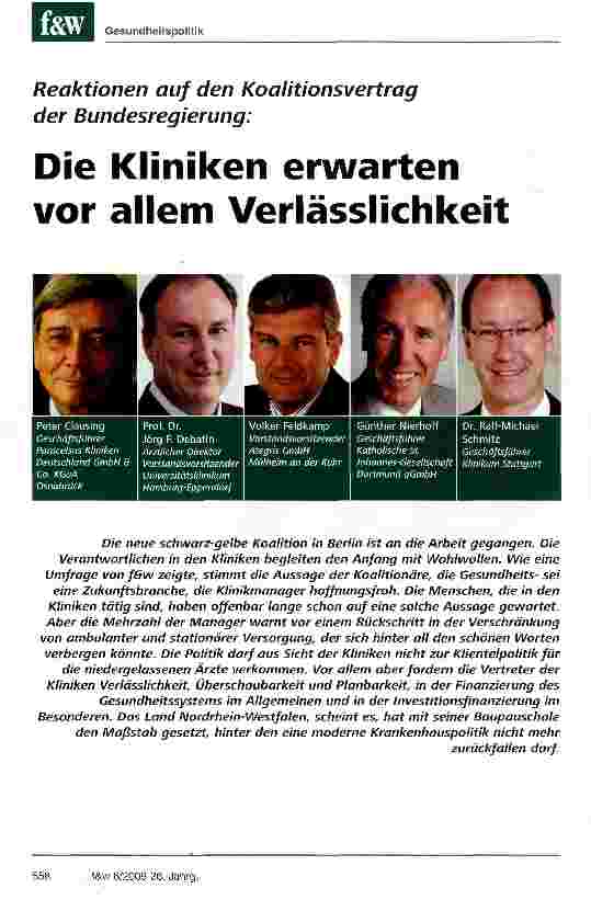 Vorschauseite 1: Die Kliniken erwarten vor allem Verlässlichkeit