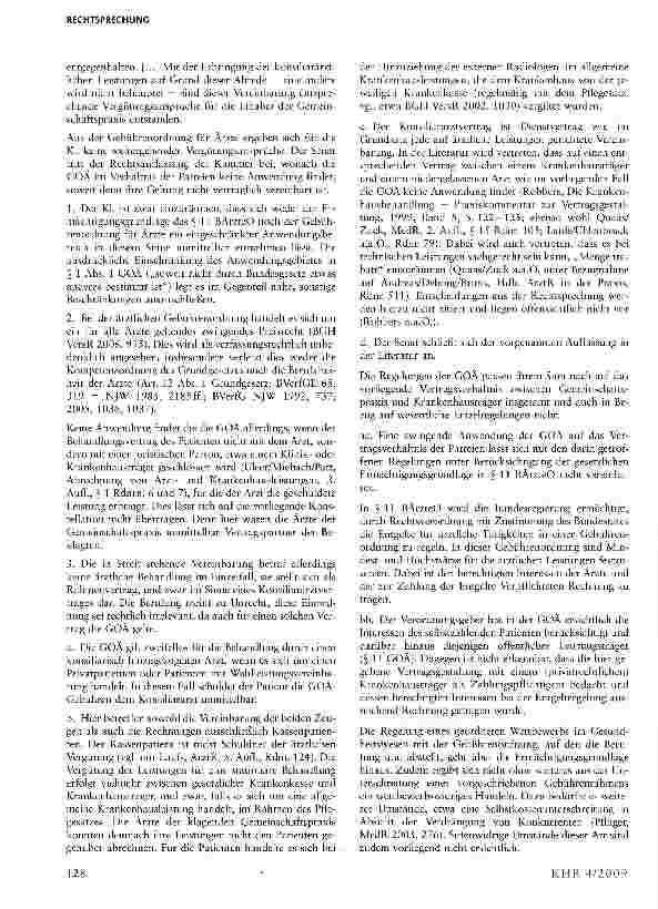 Vorschauseite 2: Anwendbarkeit der GOÄ auf die Vergütung von Leistungen eines Konsiliararztes