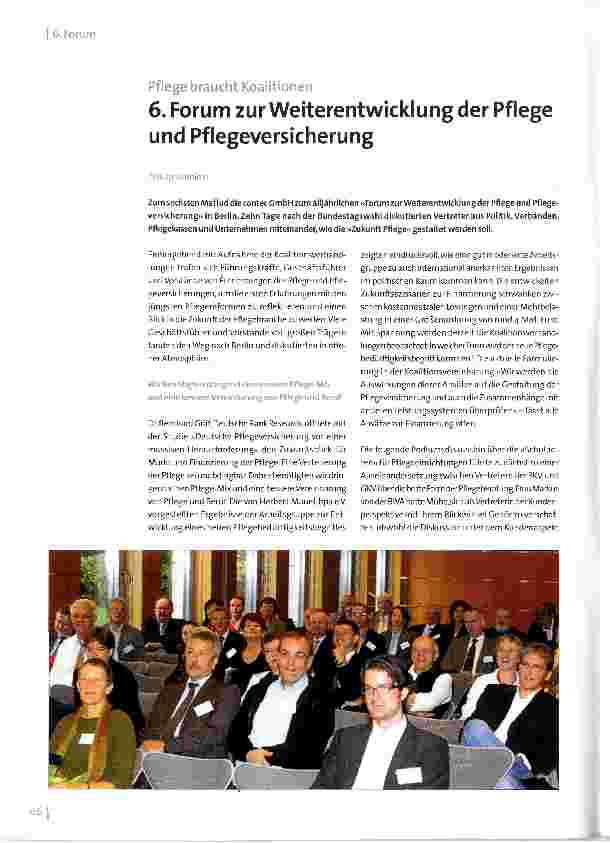 Vorschauseite 1: 6. Forum zur Weiterentwicklung der Pflege und Pflegeversicherung