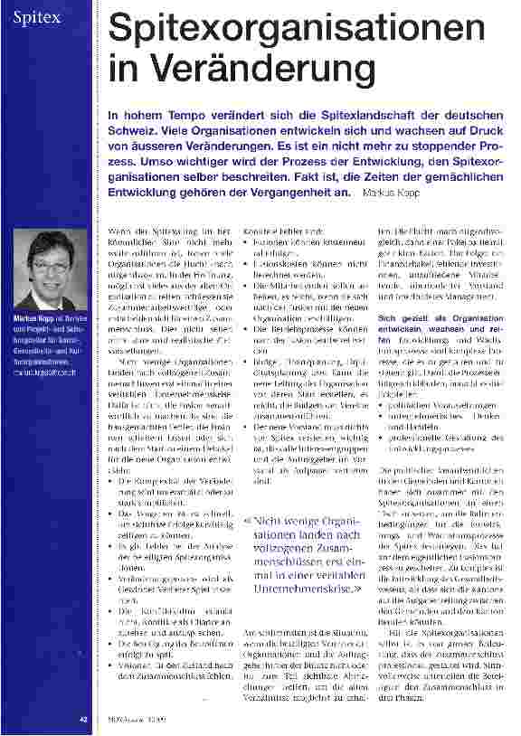 Vorschauseite 1: Spitexorganisationen in Veränderung