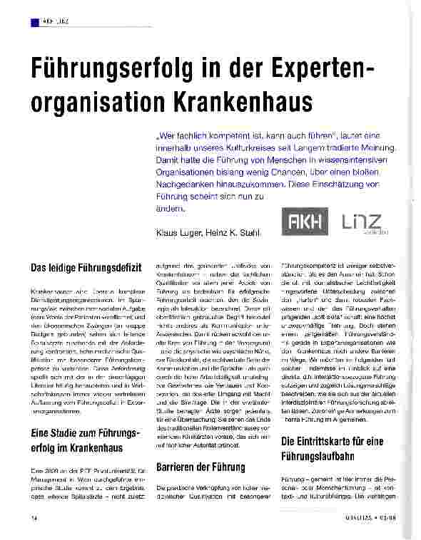Vorschauseite 1: Führungserfolg in der Expertenorganisation Krankenhaus
