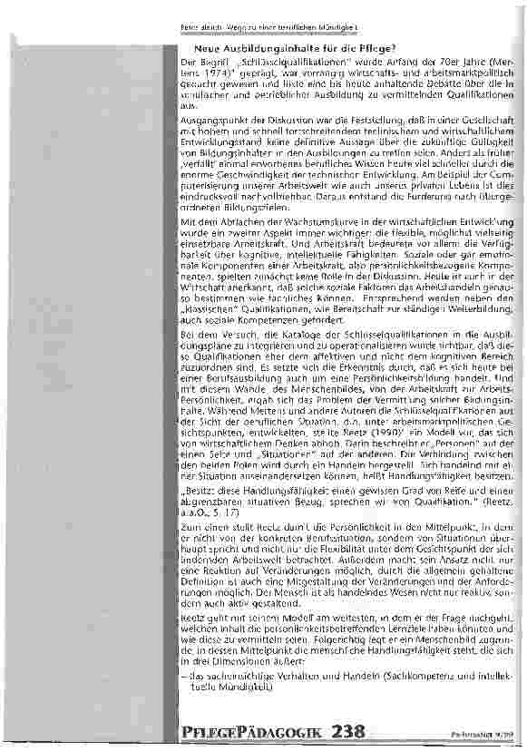 Vorschauseite 3: Wege zu einer beruflichen Mündigkeit Beitrag zur Diskussion Fachdidaktik Pflege