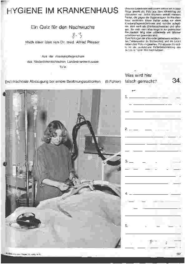 Vorschauseite 1: Hygiene im Krankenhaus Ein Quiz für den Nachwuchs