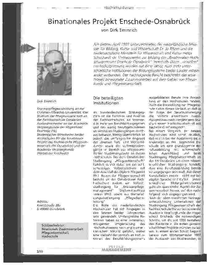 Vorschauseite 1: Binationales Projekt Enschede-Osnabrück
